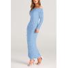 imagePRETTYGARDEN Womens Fall Off Shoulder Maxi Bodycon Dress Long Sleeve Ruched Fitted Club Dresses with SlitLight Blue