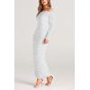 imagePRETTYGARDEN Womens Fall Off Shoulder Maxi Bodycon Dress Long Sleeve Ruched Fitted Club Dresses with SlitWhite