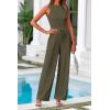 imagePRETTYGARDEN Womens Summer 2 Piece Loungewear Set Cropped Tank Top Wide Leg Sweatpants Tracksuit Casual OutfitsArmy Green