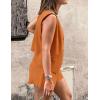 imagePRETTYGARDEN Womens Summer 2 Piece Outfits Sleeveless Matching Sets Button Down V Neck Vest Waistcoat and Pockets ShortsBrown Orange