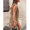 imagePRETTYGARDEN Womens Summer 2 Piece Outfits Sleeveless Matching Sets Button Down V Neck Vest Waistcoat and Pockets ShortsCoffee