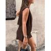 imagePRETTYGARDEN Womens Summer 2 Piece Outfits Sleeveless Matching Sets Button Down V Neck Vest Waistcoat and Pockets ShortsDark Coffee