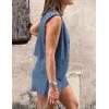 imagePRETTYGARDEN Womens Summer 2 Piece Outfits Sleeveless Matching Sets Button Down V Neck Vest Waistcoat and Pockets ShortsDenim Blue