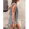 imagePRETTYGARDEN Womens Summer 2 Piece Outfits Sleeveless Matching Sets Button Down V Neck Vest Waistcoat and Pockets ShortsGrey
