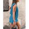 imagePRETTYGARDEN Womens Summer 2 Piece Outfits Sleeveless Matching Sets Button Down V Neck Vest Waistcoat and Pockets ShortsLake Blue