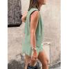 imagePRETTYGARDEN Womens Summer 2 Piece Outfits Sleeveless Matching Sets Button Down V Neck Vest Waistcoat and Pockets ShortsLight Green
