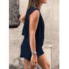 imagePRETTYGARDEN Womens Summer 2 Piece Outfits Sleeveless Matching Sets Button Down V Neck Vest Waistcoat and Pockets ShortsNavy