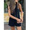 imagePRETTYGARDEN Womens Summer 2 Piece Outfits Sleeveless Matching Sets Button Down V Neck Vest Waistcoat and Pockets ShortsNavy