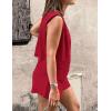 imagePRETTYGARDEN Womens Summer 2 Piece Outfits Sleeveless Matching Sets Button Down V Neck Vest Waistcoat and Pockets ShortsRed