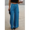 imagePRETTYGARDEN Womens Wide Leg Cargo Pants High Waist Business Casual Trousers Pant with PocketsDenim Blue