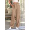 imagePRETTYGARDEN Womens Wide Leg Cargo Pants High Waist Business Casual Trousers Pant with PocketsKhaki