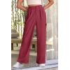 imagePRETTYGARDEN Womens Wide Leg Cargo Pants High Waist Business Casual Trousers Pant with PocketsRose Red