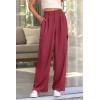 imagePRETTYGARDEN Womens Wide Leg Cargo Pants High Waist Business Casual Trousers Pant with PocketsRose Red