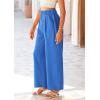 imagePRETTYGARDEN Womens Wide Leg Suit Pants Loose Fit High Elastic Waisted Business Casual Long Trousers PantBlue