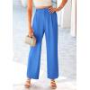 imagePRETTYGARDEN Womens Wide Leg Suit Pants Loose Fit High Elastic Waisted Business Casual Long Trousers PantBlue