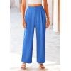 imagePRETTYGARDEN Womens Wide Leg Suit Pants Loose Fit High Elastic Waisted Business Casual Long Trousers PantBlue