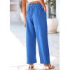 imagePRETTYGARDEN Womens Wide Leg Suit Pants Loose Fit High Elastic Waisted Business Casual Long Trousers PantBlue