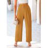 imagePRETTYGARDEN Womens Wide Leg Suit Pants Loose Fit High Elastic Waisted Business Casual Long Trousers PantBrown Yellow