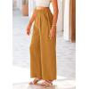 imagePRETTYGARDEN Womens Wide Leg Suit Pants Loose Fit High Elastic Waisted Business Casual Long Trousers PantBrown Yellow
