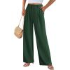 imagePRETTYGARDEN Womens Wide Leg Suit Pants Loose Fit High Elastic Waisted Business Casual Long Trousers PantDark Green