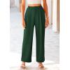 imagePRETTYGARDEN Womens Wide Leg Suit Pants Loose Fit High Elastic Waisted Business Casual Long Trousers PantDark Green
