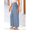 imagePRETTYGARDEN Womens Wide Leg Suit Pants Loose Fit High Elastic Waisted Business Casual Long Trousers PantGrey Blue