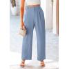imagePRETTYGARDEN Womens Wide Leg Suit Pants Loose Fit High Elastic Waisted Business Casual Long Trousers PantGrey Blue