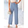 imagePRETTYGARDEN Womens Wide Leg Suit Pants Loose Fit High Elastic Waisted Business Casual Long Trousers PantGrey Blue