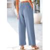 imagePRETTYGARDEN Womens Wide Leg Suit Pants Loose Fit High Elastic Waisted Business Casual Long Trousers PantGrey Blue