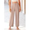 imagePRETTYGARDEN Womens Wide Leg Suit Pants Loose Fit High Elastic Waisted Business Casual Long Trousers PantLight Khaki