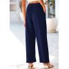 imagePRETTYGARDEN Womens Wide Leg Suit Pants Loose Fit High Elastic Waisted Business Casual Long Trousers PantNavy