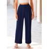 imagePRETTYGARDEN Womens Wide Leg Suit Pants Loose Fit High Elastic Waisted Business Casual Long Trousers PantNavy