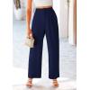 imagePRETTYGARDEN Womens Wide Leg Suit Pants Loose Fit High Elastic Waisted Business Casual Long Trousers PantNavy