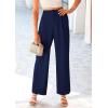 imagePRETTYGARDEN Womens Wide Leg Suit Pants Loose Fit High Elastic Waisted Business Casual Long Trousers PantNavy
