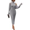 imagePRETTYGARDEN Womens Fall 2 Piece Outfits Bodycon Maxi Tank Pullover Sweater Dress and Long Sleeve Cropped Cardigan Knit SetsGrey