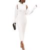 imagePRETTYGARDEN Womens Fall 2 Piece Outfits Bodycon Maxi Tank Pullover Sweater Dress and Long Sleeve Cropped Cardigan Knit SetsWhite