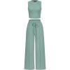 imagePRETTYGARDEN Womens Summer 2 Piece Loungewear Set Cropped Tank Top Wide Leg Sweatpants Tracksuit Casual OutfitsFruit Green