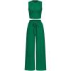 imagePRETTYGARDEN Womens Summer 2 Piece Loungewear Set Cropped Tank Top Wide Leg Sweatpants Tracksuit Casual OutfitsGreen