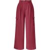 imagePRETTYGARDEN Womens Wide Leg Cargo Pants High Waist Business Casual Trousers Pant with PocketsRose Red