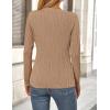 imagePRETTYGARDEN Long Sleeve Tops for Women 2025 Spring Fall Trendy Business Dressy Casual Shirts Crewneck Textured BlouseKhaki