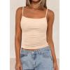 imagePRETTYGARDEN Summer Tank Tops for Women 2025 Sleeveless Spaghetti Strap Camisole Basic Crop Top Cute Going Out Fitted ShirtsApricot