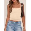 imagePRETTYGARDEN Summer Tank Tops for Women 2025 Sleeveless Spaghetti Strap Camisole Basic Crop Top Cute Going Out Fitted ShirtsApricot