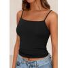 imagePRETTYGARDEN Summer Tank Tops for Women 2025 Sleeveless Spaghetti Strap Camisole Basic Crop Top Cute Going Out Fitted ShirtsBlack