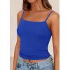 imagePRETTYGARDEN Summer Tank Tops for Women 2025 Sleeveless Spaghetti Strap Camisole Basic Crop Top Cute Going Out Fitted ShirtsBlue