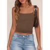 imagePRETTYGARDEN Summer Tank Tops for Women 2025 Sleeveless Spaghetti Strap Camisole Basic Crop Top Cute Going Out Fitted ShirtsCoffee