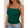 imagePRETTYGARDEN Summer Tank Tops for Women 2025 Sleeveless Spaghetti Strap Camisole Basic Crop Top Cute Going Out Fitted ShirtsDark Green