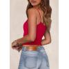 imagePRETTYGARDEN Summer Tank Tops for Women 2025 Sleeveless Spaghetti Strap Camisole Basic Crop Top Cute Going Out Fitted ShirtsRed