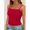 imagePRETTYGARDEN Summer Tank Tops for Women 2025 Sleeveless Spaghetti Strap Camisole Basic Crop Top Cute Going Out Fitted ShirtsRed