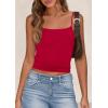 imagePRETTYGARDEN Summer Tank Tops for Women 2025 Sleeveless Spaghetti Strap Camisole Basic Crop Top Cute Going Out Fitted ShirtsRed