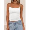 imagePRETTYGARDEN Summer Tank Tops for Women 2025 Sleeveless Spaghetti Strap Camisole Basic Crop Top Cute Going Out Fitted ShirtsWhite